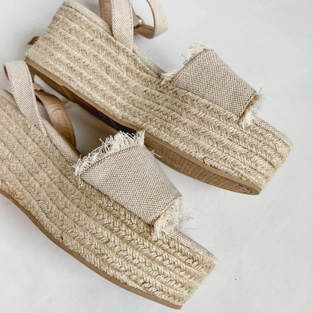 Lulus Daphnie Beige Espadrille Platform Sandals - Size 9